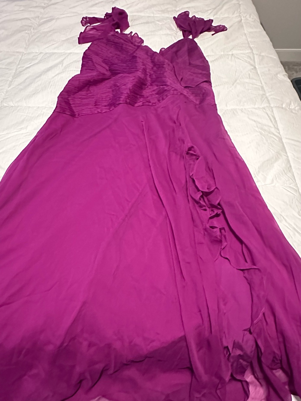 ASOS Curve Fuchsia Ruffle-Trim Maxi Dress